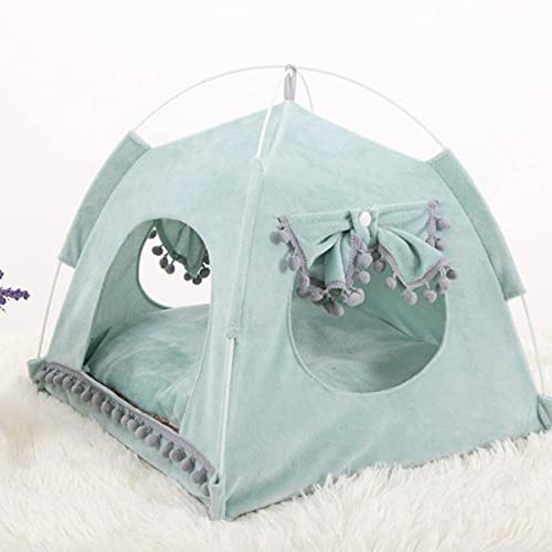 KLIEUWDBAARASRASJ Productos para Mascotas The Four Seasons Tipi General casa Cerrada para un Gato con Pisos Tienda para Gatos Mascota Accesorios para Perros pequeños Buenos Productos-Verde, M, China