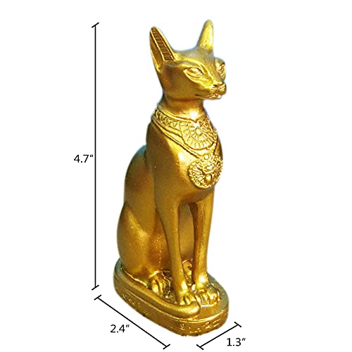 Kocris Casa Acuario Egipto Antiguo Tanque de Peces Decoraciones Gato Diosa Bastet Reptil Tortuga Lagartija Araña Tanques Terrario Templo Egipcio Decoración Ornamento Mascota Oro