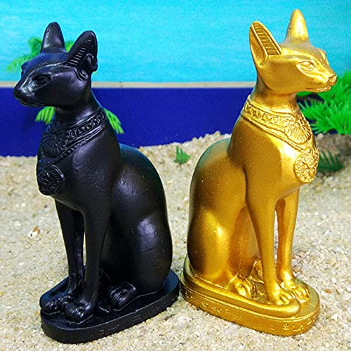 Kocris Casa Acuario Egipto Antiguo Tanque de Peces Decoraciones Gato Diosa Bastet Reptil Tortuga Lagartija Araña Tanques Terrario Templo Egipcio Decoración Ornamento Mascota Oro