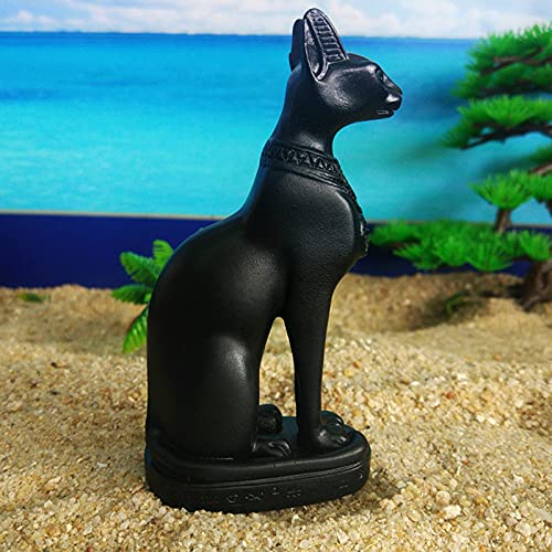 Kocris Casa Bastet Acuario Decoración de peceras Antiguo Egipto Gato Diosa Bastet Reptil Tortuga Lagarto, Tanques de araña, Terrario Egipto Templo Decoración Ornamento Mascota Negro