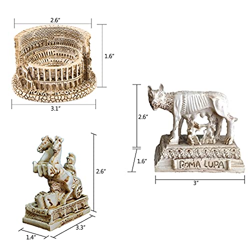 Kocris Casa Decoración de tanque de reptil de la antigua Roma (juego de 3) Escultura de estatua de guerrero coliseo Reptil tortuga lagarto, tanques de araña, adorno para mascotas