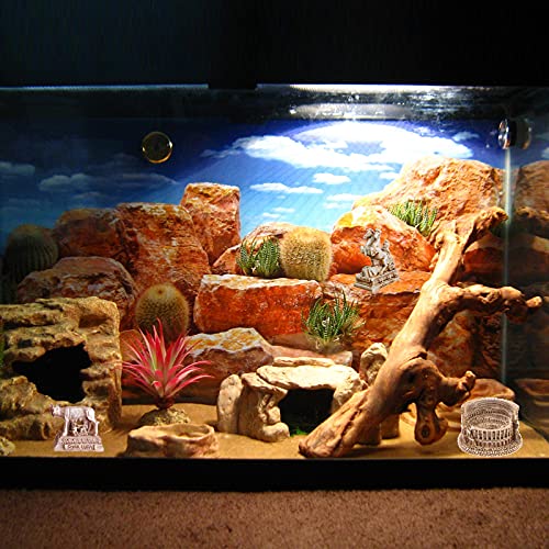 Kocris Casa Decoración de tanque de reptil de la antigua Roma (juego de 3) Escultura de estatua de guerrero coliseo Reptil tortuga lagarto, tanques de araña, adorno para mascotas