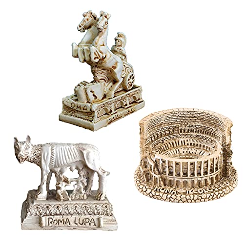 Kocris Casa Decoración de tanque de reptil de la antigua Roma (juego de 3) Escultura de estatua de guerrero coliseo Reptil tortuga lagarto, tanques de araña, adorno para mascotas