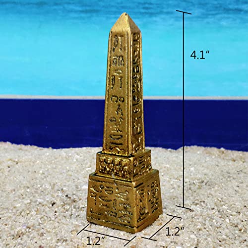 Kocris Casa Obelisco del Antiguo Egipto Terrario Reptil Tanque Terrario Decoraciones Tortugas Lagartos Araña Tanques Egipcios Inscripción Tableta Escultura Estatua Decoración Ornamento Acuario Oro
