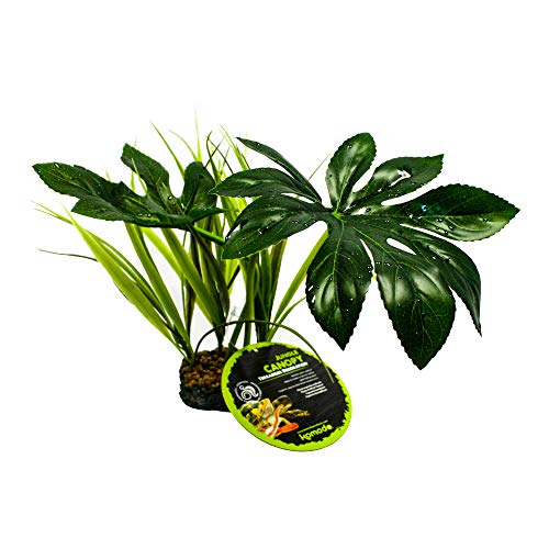 Komodo Toldo de la Selva, decoración de hábitat, Planta Artificial para Reptiles, Planta de Reptiles, Planta de terrario, Planta de vivario, 1 Unidad (Paquete de 1)
