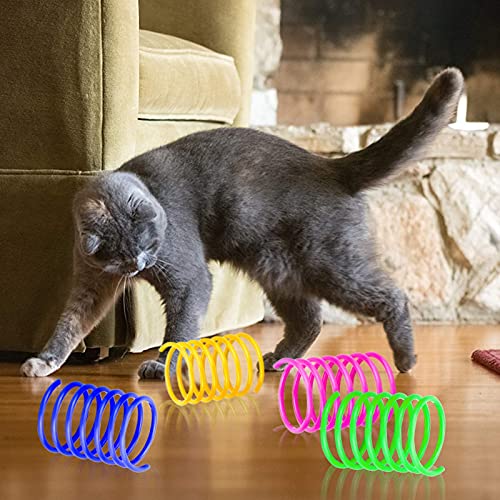 Komoyo 20 Piezas de Juguetes de Resorte para Gatos, Resortes en Espiral de Plástico, Colorido Juego de Juguetes de Resorte para Gatos, Juguetes para Gatos en Espiral
