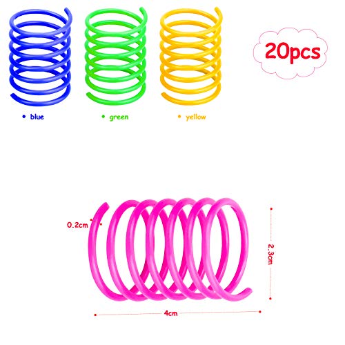 Komoyo 20 Piezas de Juguetes de Resorte para Gatos, Resortes en Espiral de Plástico, Colorido Juego de Juguetes de Resorte para Gatos, Juguetes para Gatos en Espiral