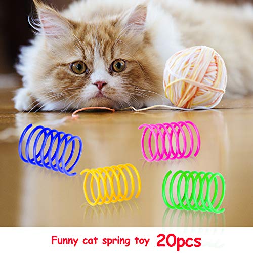 Komoyo 20 Piezas de Juguetes de Resorte para Gatos, Resortes en Espiral de Plástico, Colorido Juego de Juguetes de Resorte para Gatos, Juguetes para Gatos en Espiral