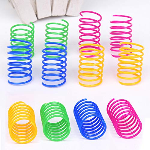 Komoyo 20 Piezas de Juguetes de Resorte para Gatos, Resortes en Espiral de Plástico, Colorido Juego de Juguetes de Resorte para Gatos, Juguetes para Gatos en Espiral
