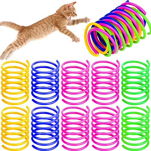 Komoyo 20 Piezas de Juguetes de Resorte para Gatos, Resortes en Espiral de Plástico, Colorido Juego de Juguetes de Resorte para Gatos, Juguetes para Gatos en Espiral