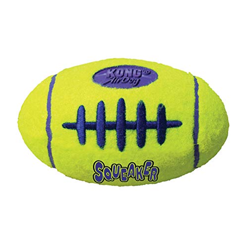 KONG - AirDog Squeaker Football - Juguete sonoro y saltarín, Tejido Pelota de Tenis - para Perros Medianos