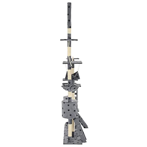 Ksodgun Poste rascador para Gatos con Postes rascadores de sisal casa de Juegos para Cuevas Juguetes árbol trepador Muebles para Gatos Grandes para Gatos Grandes 230-250 cm Gris Huella