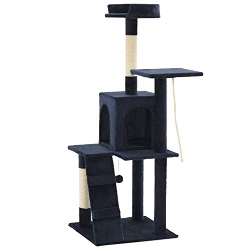 Ksodgun Rascador para Gatos con Postes rascadores de sisal Poste rascador para Gatos Muebles para Gatos Árbol trepador Grandes felinos 120 cm Azul Oscuro