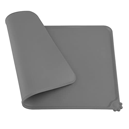 KU Syang Alfombrilla Impermeable para Mascotas para Perros y Gatos Alfombrilla de Silicona de Color Puro para Alimentos para Mascotas Negro
