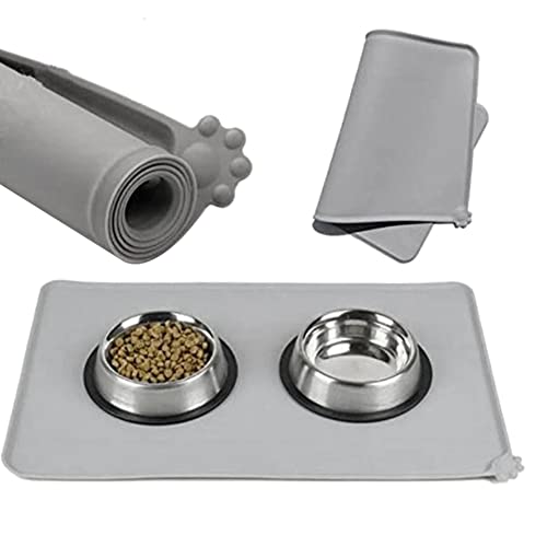 KU Syang Alfombrilla Impermeable para Mascotas para Perros y Gatos Alfombrilla de Silicona de Color Puro para Alimentos para Mascotas Negro