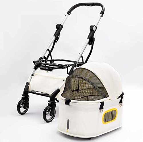 KUANDARGG 4 Ruedas Plegable Carro Gatos Mascotas, Resistente Y Ajustable Dirección, Plegable con Un Solo Clic, Instalación Rápida, Apto para Viajes, Pocket