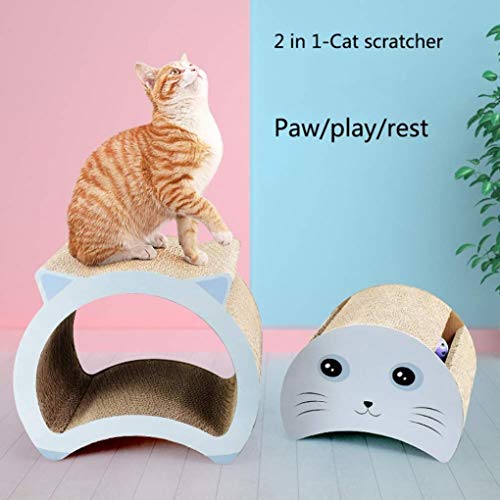KUANDARM Tablero Rascador 2 En 1 Blue Cat Cama Reciclable del Salón del Gato del Cojín del Rascador del Cartón Ondulado, Blue