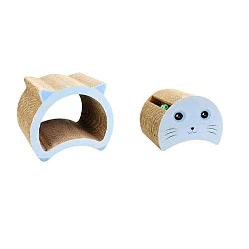 KUANDARM Tablero Rascador 2 En 1 Blue Cat Cama Reciclable del Salón del Gato del Cojín del Rascador del Cartón Ondulado, Blue