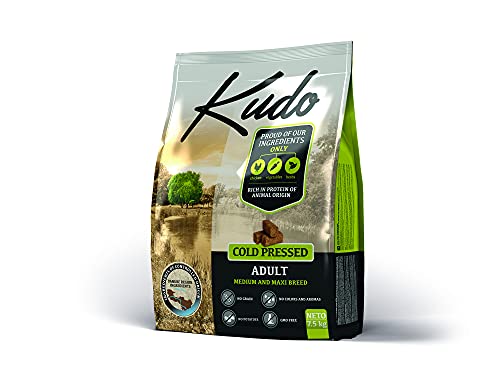 Kudo Pienso Seco Prensado en Frío para Perros Adultos de Todos los Tamaños y Razas. Receta Natural Pollo Grain Free. Sin Gluten. Elaborado con Ingredientes Naturales (2,5 Kg)