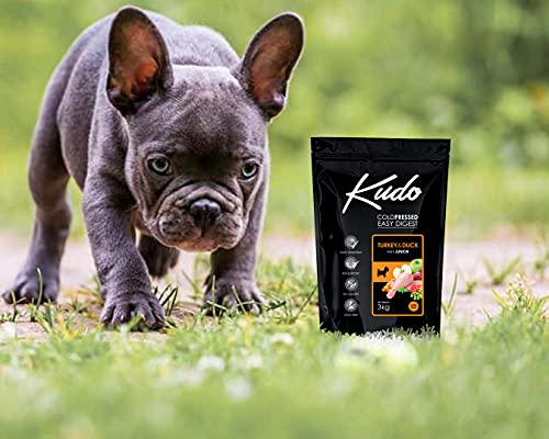 Kudo Pienso Seco Prensado en Frío para Perros Jóvenes de Tamaño Pequeño. Receta Natural Junior Mini Pato y Pavo 3 Kg. Sin Gluten