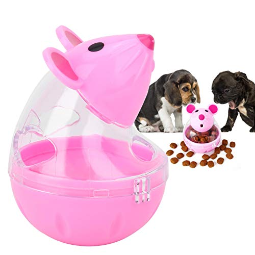 KUIDAMOS Dispensador de Comida Lenta, Tanque de Almacenamiento Transparente, Evita Que Las Mascotas se asfixien, comedero para Ratones y Gatos(Pink)