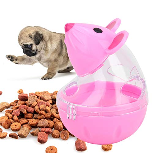 KUIDAMOS Dispensador de Comida Lenta, Tanque de Almacenamiento Transparente, Evita Que Las Mascotas se asfixien, comedero para Ratones y Gatos(Pink)