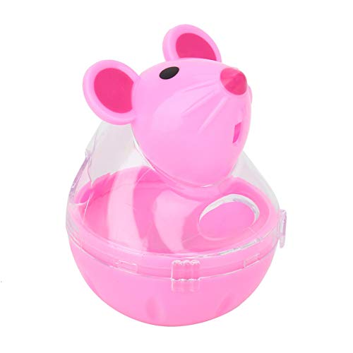 KUIDAMOS Dispensador de Comida Lenta, Tanque de Almacenamiento Transparente, Evita Que Las Mascotas se asfixien, comedero para Ratones y Gatos(Pink)