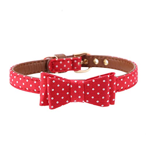KUIDAMOS Pack Collar para Gato, Pajarita para Perro con Lunares, Collares para Mascotas para decoración navideña de Halloween, Corbatas para Mascotas para Gatos y Perros pequeños(Rojo)