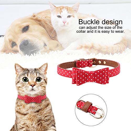 KUIDAMOS Pack Collar para Gato, Pajarita para Perro con Lunares, Collares para Mascotas para decoración navideña de Halloween, Corbatas para Mascotas para Gatos y Perros pequeños(Rojo)