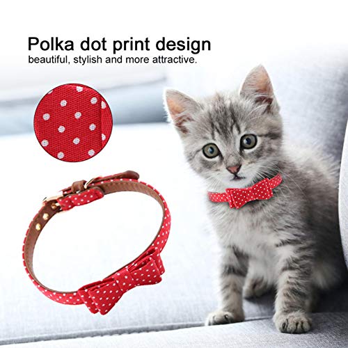 KUIDAMOS Pack Collar para Gato, Pajarita para Perro con Lunares, Collares para Mascotas para decoración navideña de Halloween, Corbatas para Mascotas para Gatos y Perros pequeños(Rojo)