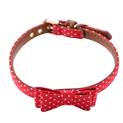KUIDAMOS Pack Collar para Gato, Pajarita para Perro con Lunares, Collares para Mascotas para decoración navideña de Halloween, Corbatas para Mascotas para Gatos y Perros pequeños(Rojo)
