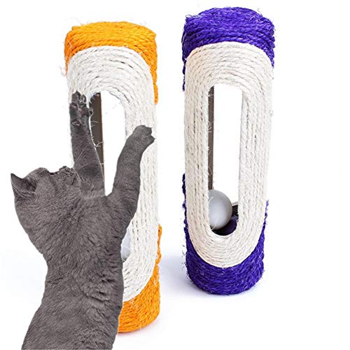 KunLS Rascadores Gato Alfombra Rascador para Gatos Rascadores De Gatos Rascador De Sisal De Tres Bolas De Campana Roller Gracioso Gato Bola De Juguete para Gatos