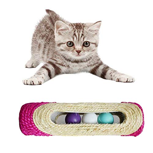 KunLS Rascadores Gato Alfombra Rascador para Gatos Rascadores De Gatos Rascador De Sisal De Tres Bolas De Campana Roller Gracioso Gato Bola De Juguete para Gatos