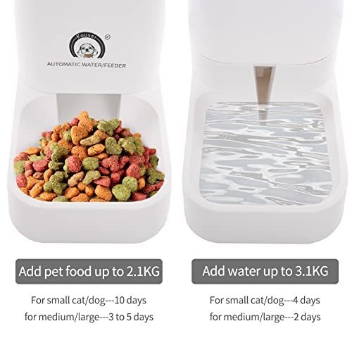 Kuoser Alimentador automático para mascotas para gatos/perros, dispensador automático de agua y alimentos de 3,8 l para gatitos pequeños y medianos, botella de agua para cachorros