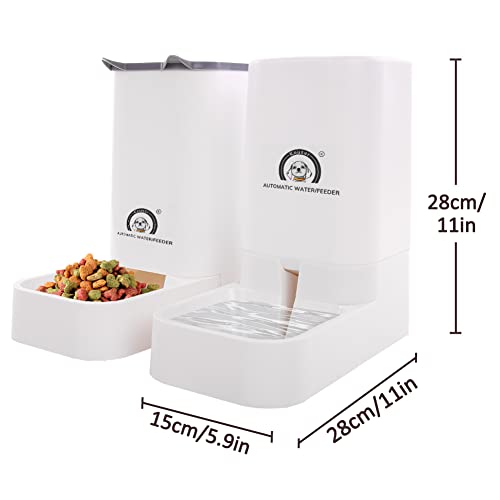 Kuoser Alimentador automático para mascotas para gatos/perros, dispensador automático de agua y alimentos de 3,8 l para gatitos pequeños y medianos, botella de agua para cachorros