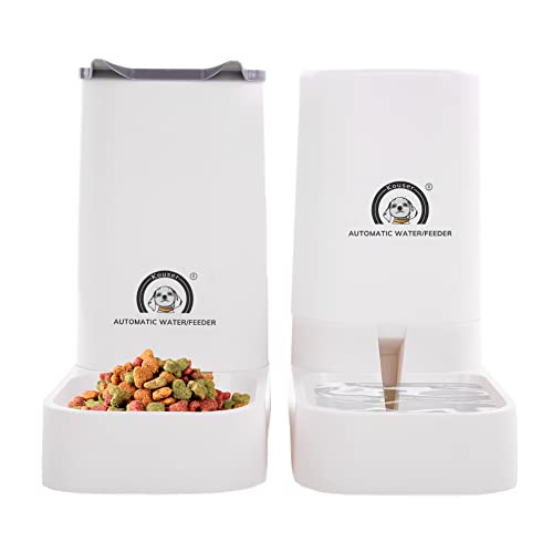 Kuoser Alimentador automático para mascotas para gatos/perros, dispensador automático de agua y alimentos de 3,8 l para gatitos pequeños y medianos, botella de agua para cachorros