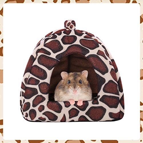 Kuoser Casa de invierno para mascotas de animales pequeños, cama caliente multifuncional de fresa, saco de dormir portátil antideslizante para hámster Guinea ardilla chinchilla erizo