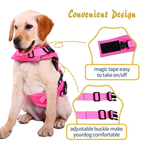 Kuoser Chaleco salvavidas para perro, salvavidas antidesgarros para mascotas con asa de rescate superior, chaleco de flotación de alta visibilidad, traje de baño para la piscina de la playa