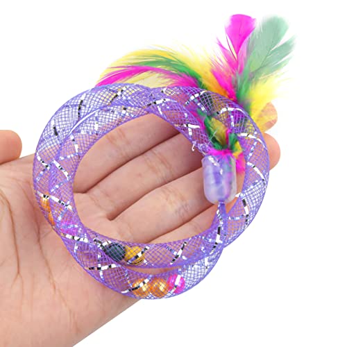 KYSUN 5 Piezas Juguetes Gatos,Juguete Interactivo para Gatos con Plumas, Campana y Cable Flexible,Juguete del Gato de Interior y Exterior para Mejora la Inteligencia/Reactividad