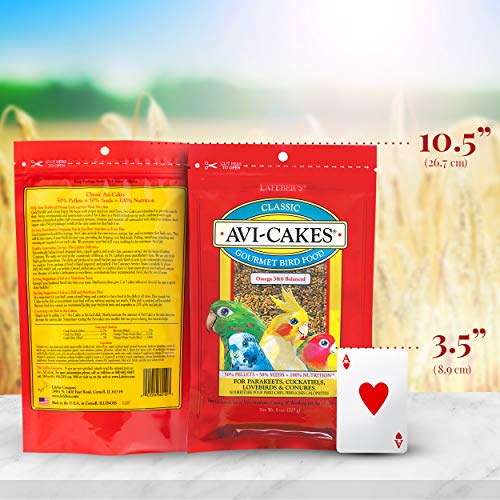LAFEBER'S Classic AVI-Cakes - Comida para pájaros para Mascotas, Hecha con Ingredientes no modificados genéticamente y de Grado Humano, para cacatúas Conures periquitos, buñuelos (8 onzas)