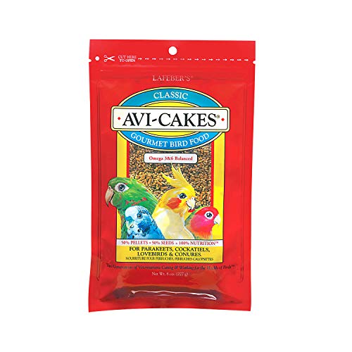 LAFEBER'S Classic AVI-Cakes - Comida para pájaros para Mascotas, Hecha con Ingredientes no modificados genéticamente y de Grado Humano, para cacatúas Conures periquitos, buñuelos (8 onzas)