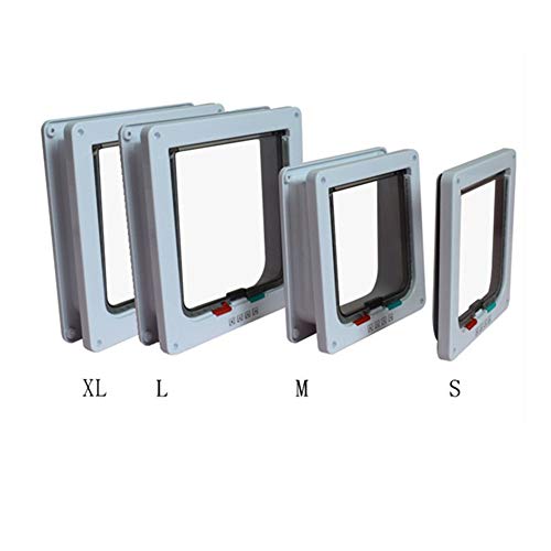 LahAd Gatera para Puerta Gatera Solapas de Gato para Puertas Perro Aleta de Puerta Inteligente Cat Flap Puerta para Mascotas Pequeño Gato Solapa White,Small