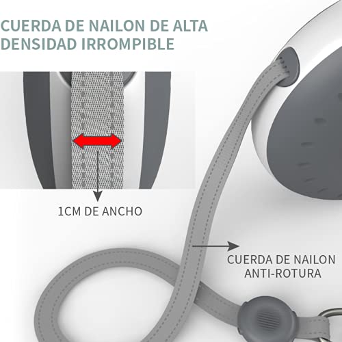 LAIKA Correa Extensible para Perros, Correa Retráctil 5M para Perros Medianos y Grandes hasta 50KG, con Costuras Reflectantes Luminosas, Dispensador de Bolsas de Excrementos y Cuerda Anti-Mordida