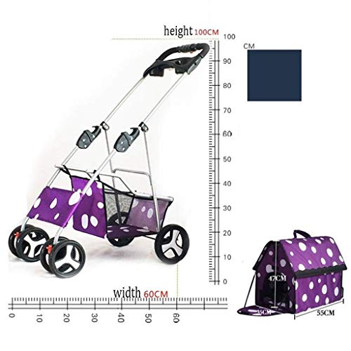 LAMZH Tres Ruedas Para Gato Perro Pet Carrito De Cuatro Ruedas Trolley Para Perros Carritos De Gatos Plegables Para Perros Grandes Medianos Salientes La Cesta Mascotas Cargamento Máximo De 20 Kg Coche
