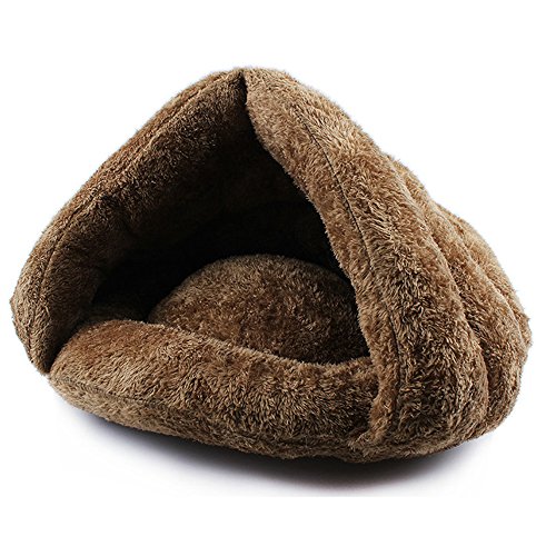 Lanchengjieneng Cama de Gato Suave, casa de Gatito cálido para Animales pequeños diseño de cobertizo Dormir Funda Perro Cama casa (Marrón)