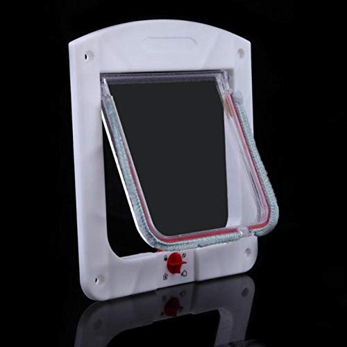 Langxing Gatito con Llave la Puerta gatera Gato del Perro de la Puerta de Seguridad Puerta abatible de plástico ABS, Puerta, Puerta de Gato Cachorro Suministros for Mascotas Perros (Color : White)