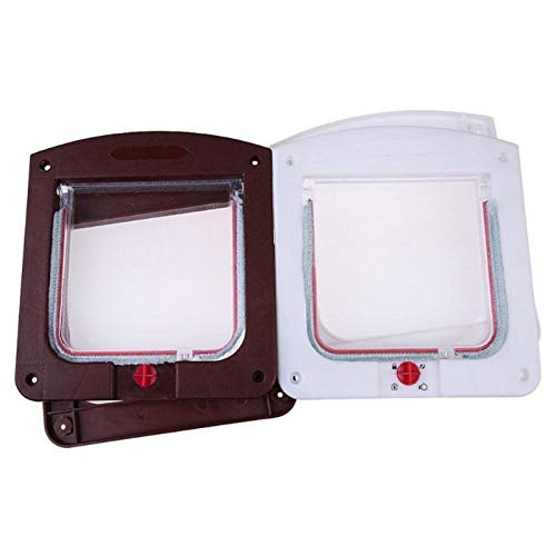 Langxing Gatito con Llave la Puerta gatera Gato del Perro de la Puerta de Seguridad Puerta abatible de plástico ABS, Puerta, Puerta de Gato Cachorro Suministros for Mascotas Perros (Color : White)