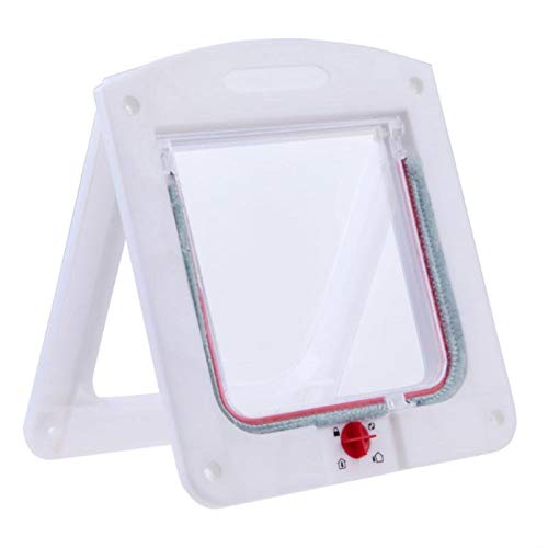 Langxing Gatito con Llave la Puerta gatera Gato del Perro de la Puerta de Seguridad Puerta abatible de plástico ABS, Puerta, Puerta de Gato Cachorro Suministros for Mascotas Perros (Color : White)