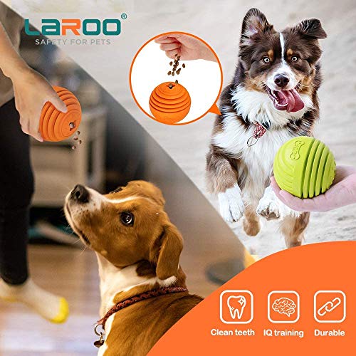 LaRoo Perro Masticar Juguete, Perro Trato Tratar Huesos Interactivos Mascota Perro Perro de Juguete masticable de Goma Natural Duradero Dispensing Yummy Bone Feeder (9CM Bola Naranja)