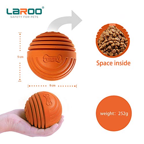 LaRoo Perro Masticar Juguete, Perro Trato Tratar Huesos Interactivos Mascota Perro Perro de Juguete masticable de Goma Natural Duradero Dispensing Yummy Bone Feeder (9CM Bola Naranja)